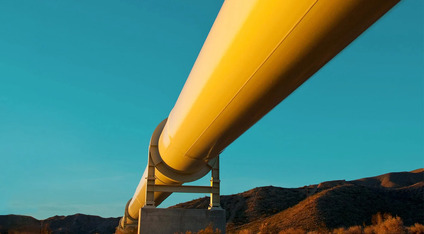 yellow pipe of natural gas