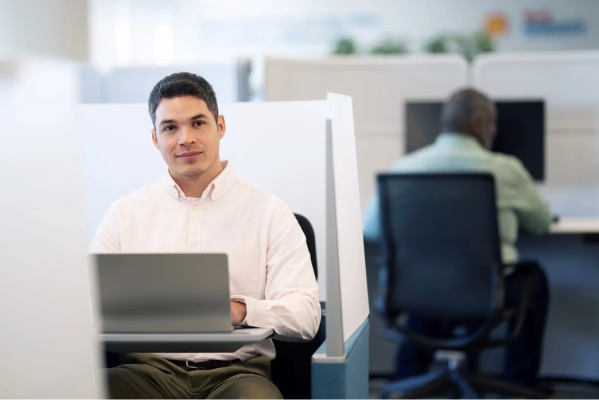 Man sitting on an office with computer