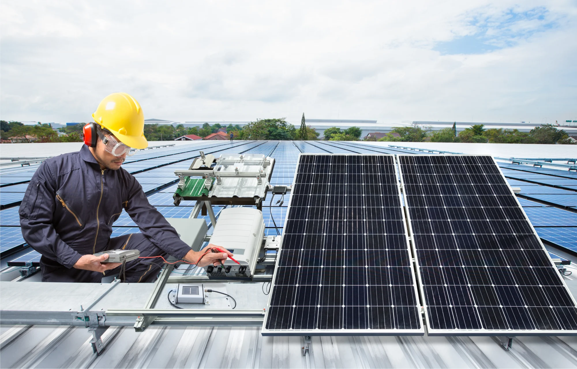 Demand Response Explained - Banner (Engineer working on solar panels)